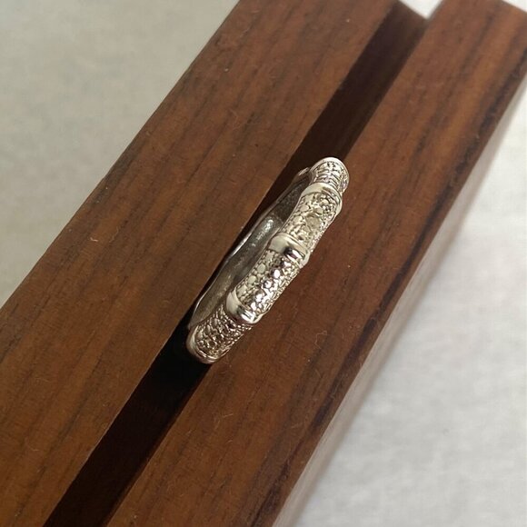 Sterling Silver 925 DBJ Bamboo Style Single Diamond Band Ring Sz 6.75 - Picture 7 of 16